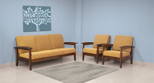 A contemporary sofa set.
